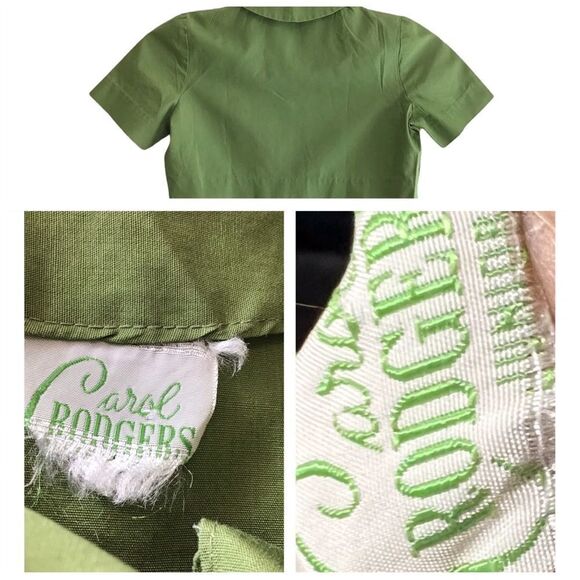 Vintage Carol Rodgers Junior Green Floral 2 Piece Dress With Bolero Jacket Set - Picture 10 of 16